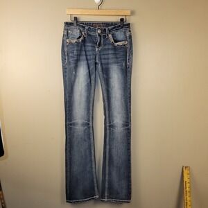 Grace in LA Jeans Women Size 28 Bootcut Medium Wash Embellished Pocket...